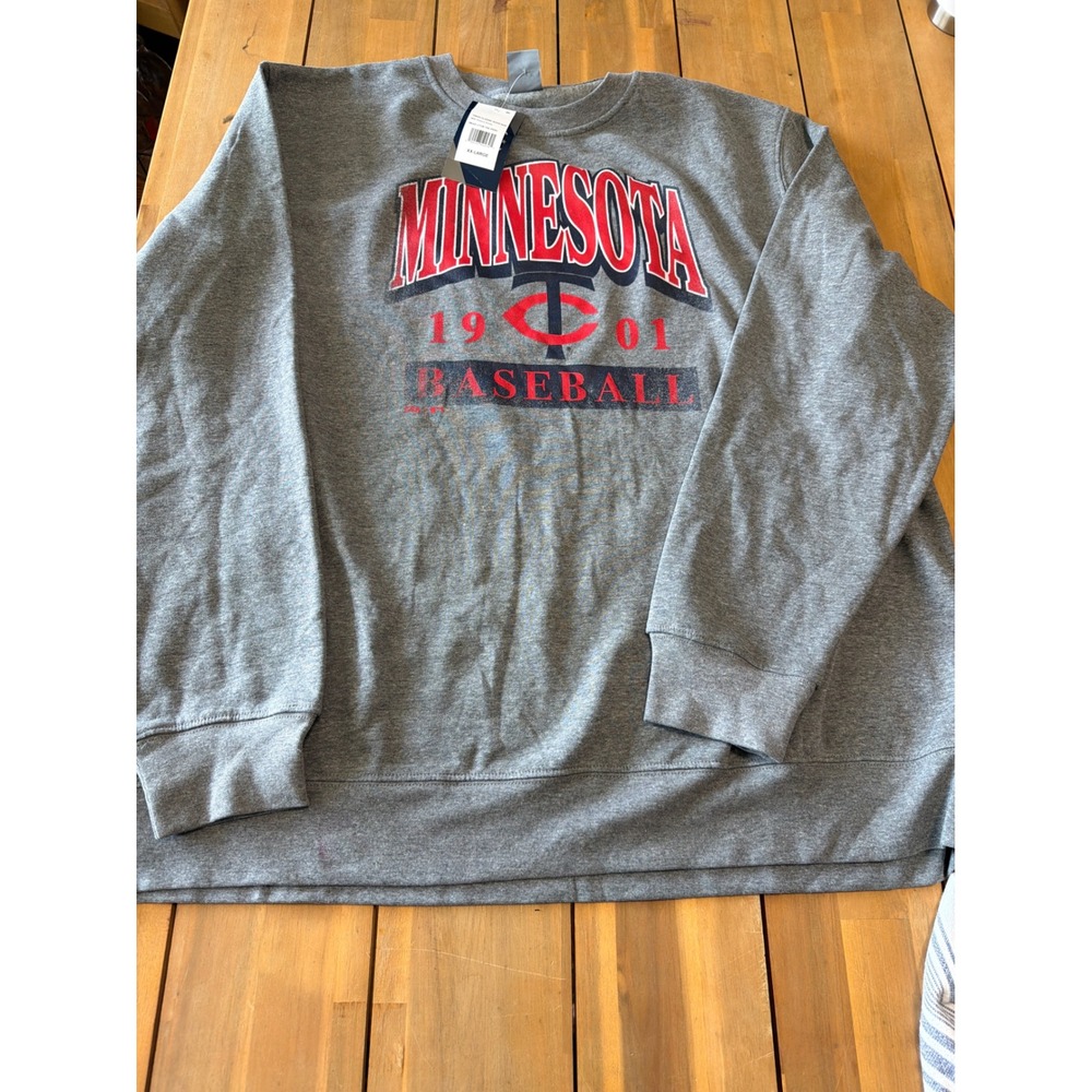 MLB Minnesota Twins Baseball Crew Neck Sweatshirt Gray XXL New